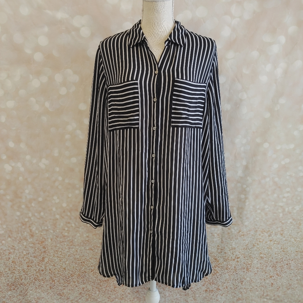 Long Black and White Striped Top